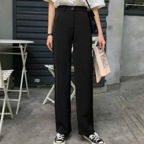 Pants Women Black Straight Oversize Leisure Trousers Korean Style Loose All-match Elegant Simple Retro Harajuku Womens Pant
