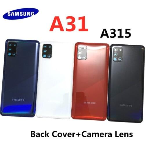 For Samsung Galaxy A31 A315 SM-A315F/DS Phone Housing Battery Case Back Cover Rear Door Panel Chassis Lid +Sticker+Camera Lens