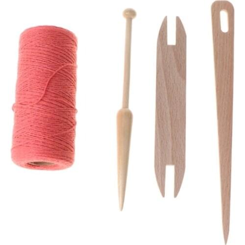 4pcs/set Natural Wooden Shuttle Stick Needle Knitting Weaving Loom Warp Thread Yarn DIY Handcrafts E56C