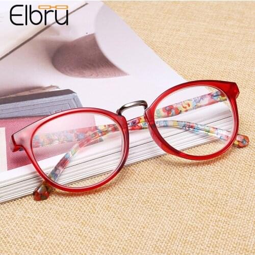 Elbru Vintage Ultralight Cat Eye Reading Glasses Women Floral Frame Clear Lens Presbyopia Eyeglasses Diopter +1.5 +3.0 +3.5 +4.0