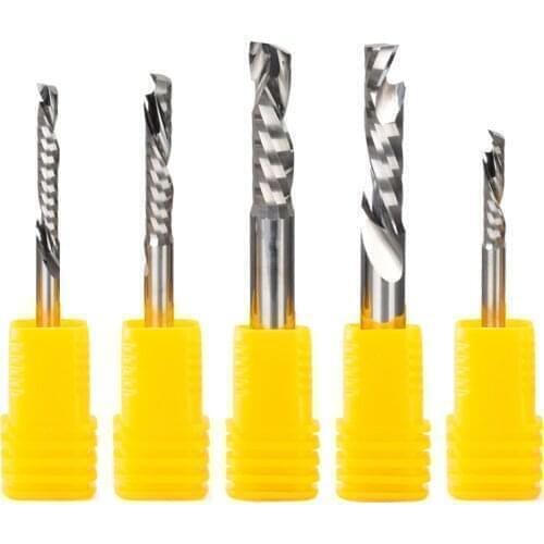 2Pcs 3.175/4/6mm AAA UP &DOWN Cut Single Flute Spiral Carbide Mill Tool Cutters for CNC Router Wood MDF End Milling Cutter Bits