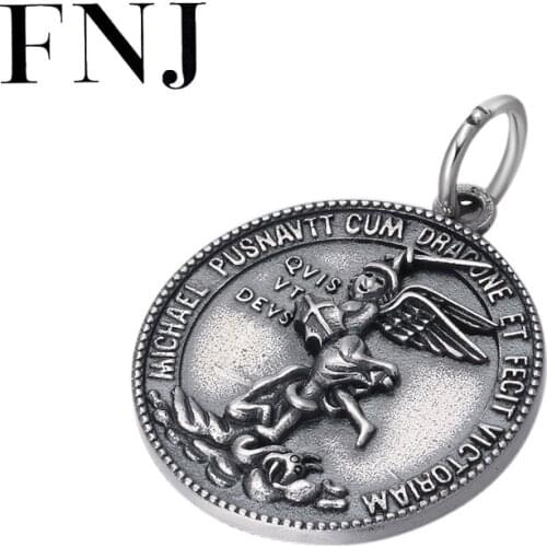FNJ Round Flat Angle Pendant 925 Silver Original Pure S925 Thai Silver Pendants Women for Jewelry Making 6mm Hole