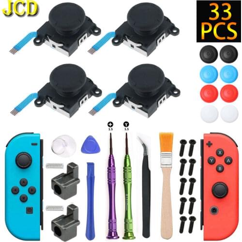 JCD (4 Pack) 3D Analog Joystick Repair Kit W/ Metal Buckles & Screwdriver & Thumbstick Grips Cap for Nintend Switch Joy Con