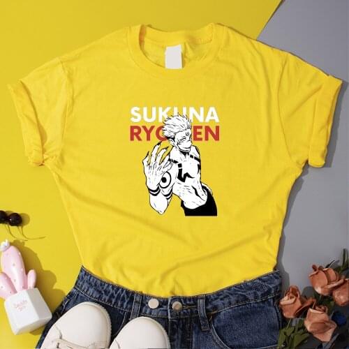 Jujutsu Kaisen Itadori Yuji T-shirts Women Short Sleeve Loose Harajuku Printed T Shirt Women Korean Style Tees Japan Anime Tops