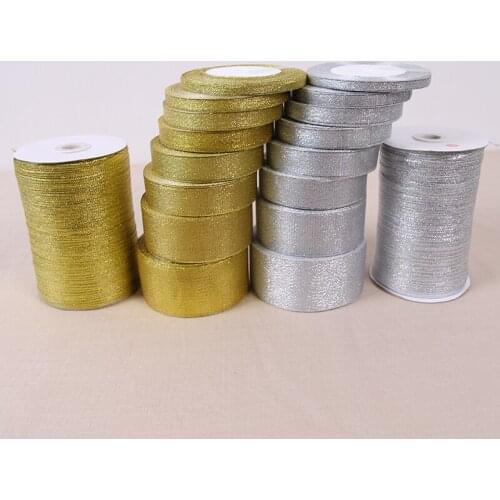 Gold Silver 50Yards Glitter Ribbon 6mm 10mm 15mm 20mm 38mm 50mm Onions Ribbons Riband For Wedding Cake Gift Decoration DIY Craft