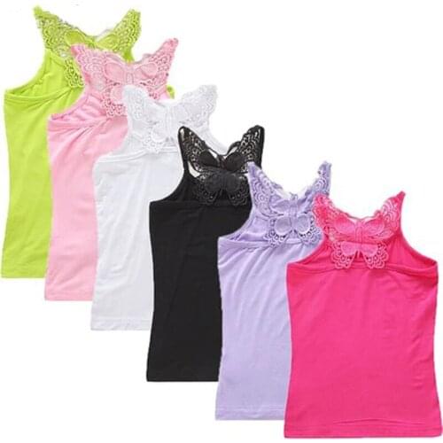 Summer Kids Underwear Vest Model Tops For Girls Candy Color Girl Tank Tops Teenager Undershirt Baby Camisole Clothing 6 8 10