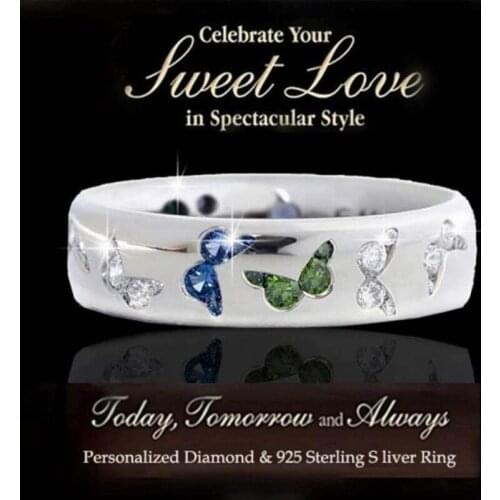 Fashion Creative Butterfly Colorful Wedding Rings For Female Elegant Multicolor Zircon Glamour Ring Jewelry Girl Gift Bijoux