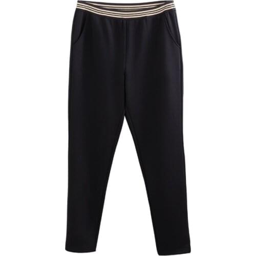 Plus Size 10XL Warm Winter Velvet Pants For Women Elastic High Waist Black Color Pencil Pants Pantalones Mujeres