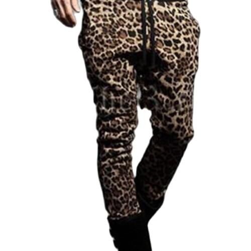 Mens slacks spring and fall fashion slim pants personality leopard print pants mens sweatpants big size street hip hop