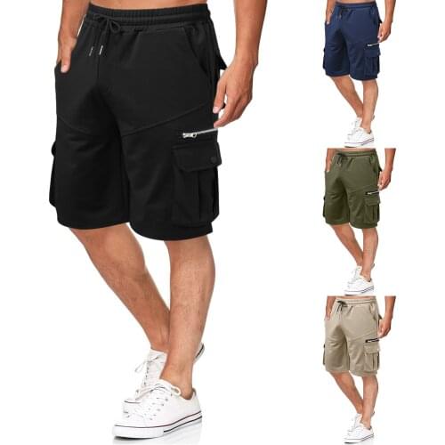 Mens Summer Cargo Shorts Cotton loose plus size five-point pants multi-pocket zipper casual Shorts