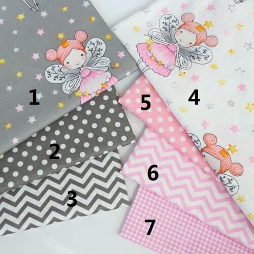 Mylb 160cm*50cm cotton fabric WHITE GRAY pink cute angel stars dots chevron check fabric DIY bedding apparel dress patchwork