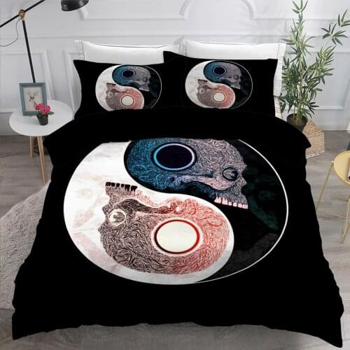 3D Duvet Cover Sets Quilt Covers Comforter Case Set Bedding King Queen Twin Double Single Size Bed Linens Yin Ying 180*210cm