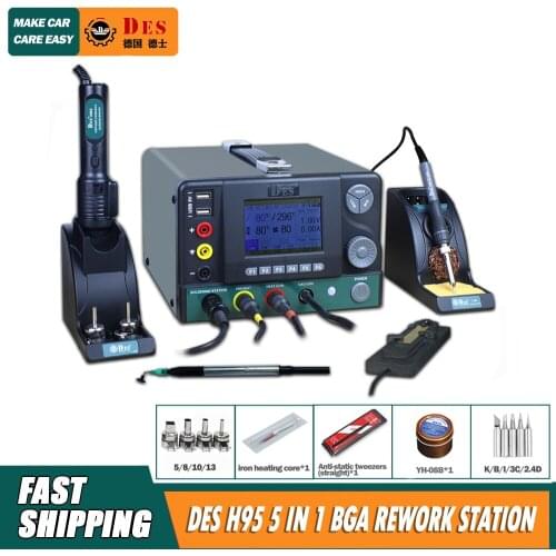 DES H95 5 in 1 BGA rework station vacuum suction pen CPU desoldering preheating platform 0-20V 0-5A power supply