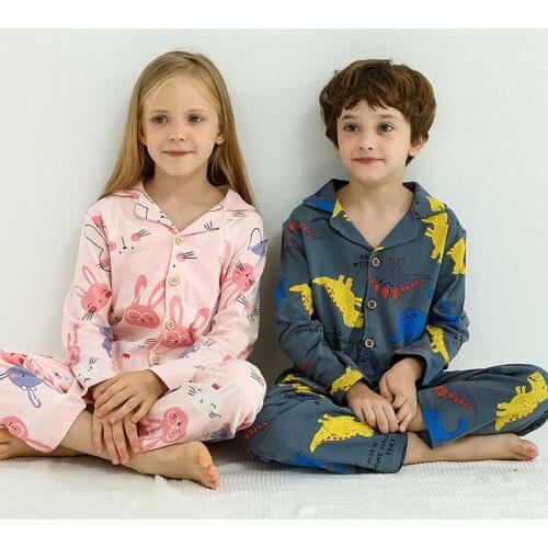 4-18 Year Children Pajamas Set 2021 New Autumn Winter Cotton Kids Pyjamas Soft Girl Homewear Dinosaur Teenage Boys Sleepwear