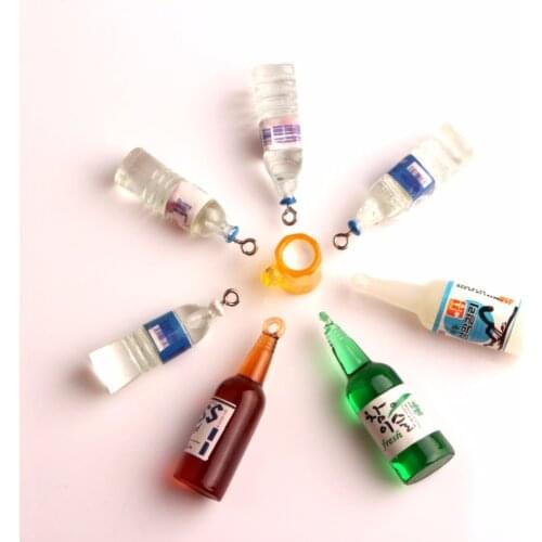 10Pcs Resin Drinking Bottle Decoration Crafts Kawaii Flatback Cabochon Hook Link Embellishments For Scrapbooking DIY Accessories