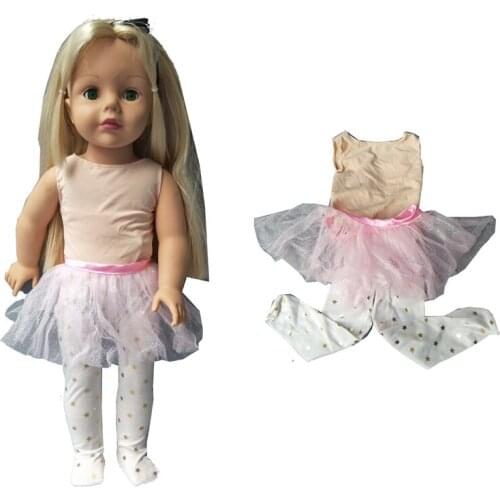 Doll dress for 18 inch girl Pink color Ballet Dress legging set for 45 cm Alexander doll