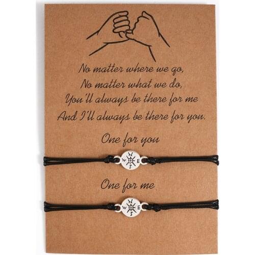 Aunt Niece Mother Daughters Grandma Granddaughter Love Friends Thanksgiving Gift Pinky Swear Promise Compass Bracelets for Women