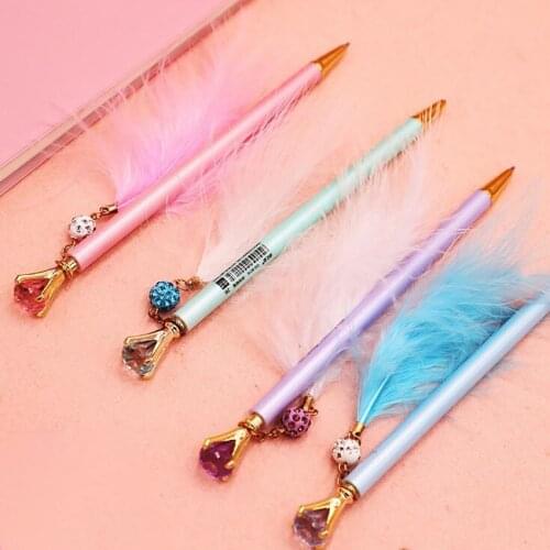 Diamond Feather Pendant Mechanical Pencil Plastic Automatic Drafting Pencil 0.5mm 0.7mm Automatic Pencil Student Stationery