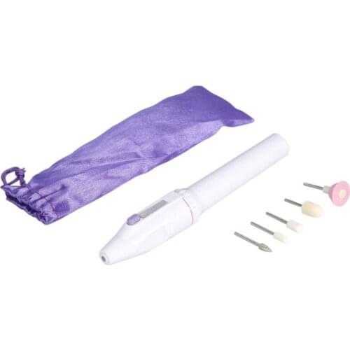 Portable 6 IN 1 Electric File Drill Nail Art Polisher Grinder Manicure Pedicure Machine with 5Pcs Bits for Grinding Dead Skinad
