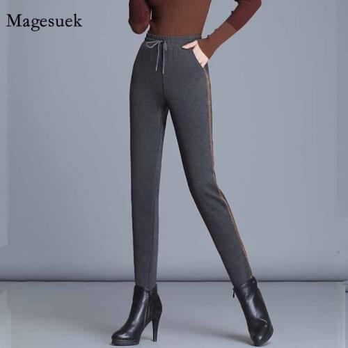 Casual Skinny High Waist Stretch Plus Size Winter Plus Velvet Thickening Women Sweatpants Harlan Trousers Pantalon Femme 11527