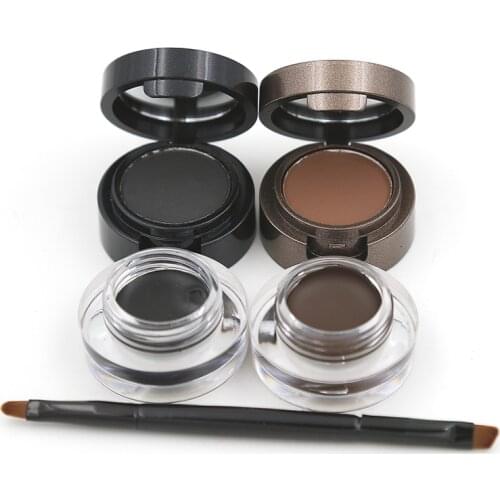 Eyebrow Powder Eyebrows +Eyeliner Gel Long-Wear Gel Eyeliner Brown With Brush 1pcs 2color Waterproof Sweat Eye Brow Powder M1012