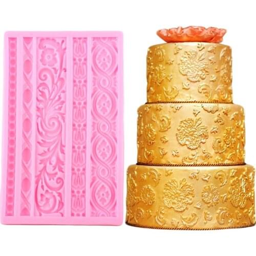 European Baroque Scroll Relief Silicone Mold ​Chocolate Fondant Mould Clay Resin Molds Lace Cake Border Cake Decorating Tools