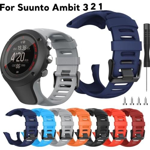 Sports Rubber Strap For Suunto Smart Watch Band Ambit 1/2/2S/2R/3 Sport/3 Run/3 PEAK Watches Black Buckle Replacement Watchbands