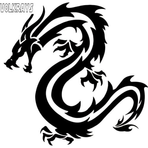 Volkrays Creative Car Sticker Chinese Traditional Dragon Accessories Reflective Waterproof Vinyl Decal Black/Silver,18cm*18cm