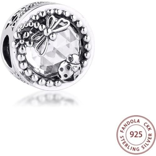 100% 925 Sterling Silver Clear CZ Enchanted Nature Charm Beads Fits Women Bracelets Charms Silver 925 Original Jewelry Making