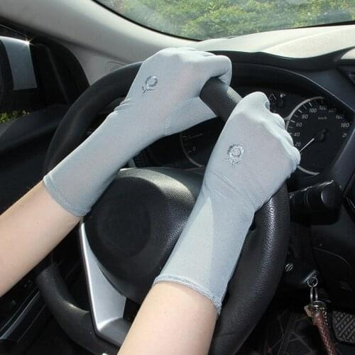 Women Mid-long Summer Spring Sunscreen Gloves Lady Stretch Touch Screen Anti UV Slip Resistant Driving Glove Breathable Guantes