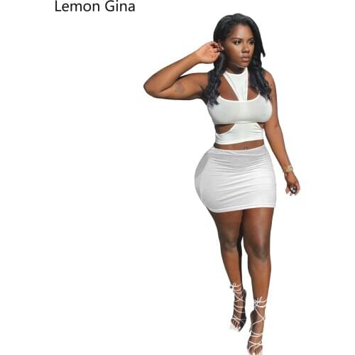 Lemon Gina Summer 2021 Womens Sleeveless Solid Color Skirt Vest Three-piece Suit