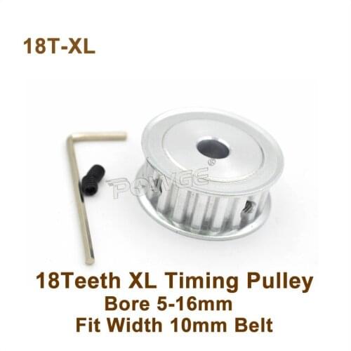 POWGE 18 Teeth XL Timing Pulley Bore 5-16mm Fit W=10mm XL Timing Belt 18T 18Teeth XL Synchronous Belt Pulley Trapezoid 18-XL AF