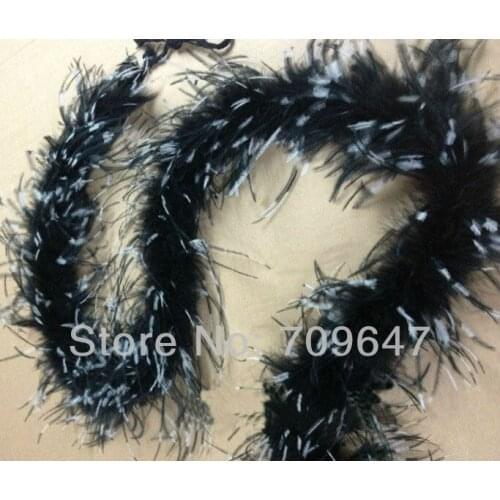 1.9Meters/lot Luxury BLACK & WHITE OSTRICH MARABOU FEATHER BOA - dance, costume, burlesque