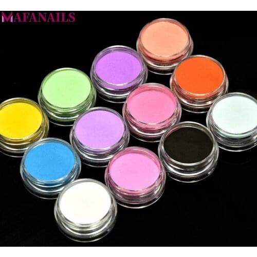 1 Lot (=12Boxes) 12 Colors Acrylic Powder 1 Set Acrylic Dust Powder UV Gel Design 3D Tips Glitter Powder Nail Decoration FPB100
