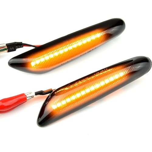 1 pair of Car Modified Side Lights Leaf Plate Water Flow Turn Signal Light Yellow Light Water Ttype Side Light Indicator