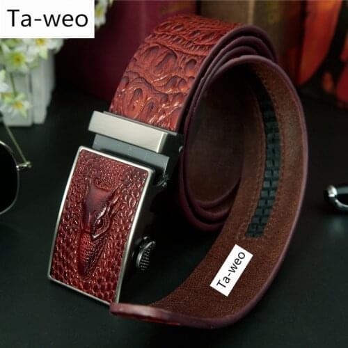 2016 New Selling Fashion Mens Crocodile Striped Automatic Buckle Belts Luxury Genuine Leather Ceinture Homme Luxury