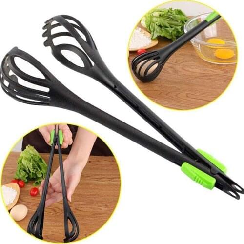 3 in 1 Egg Beater Nylon Food Tongs Manual Egg Whisk Pasta spaghetti Spoon Kitchen Utensils Hand Mixer Multifunctional