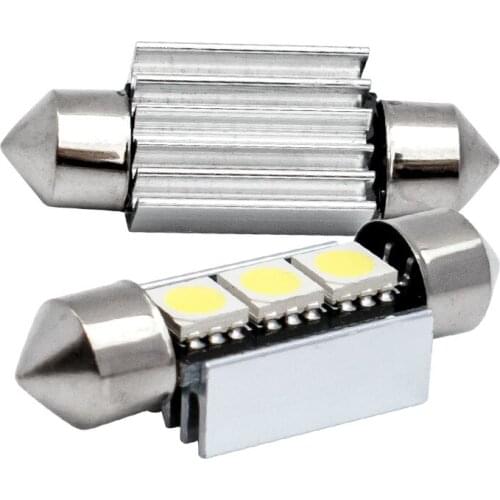 4pcs 36mm 6418 C5W 3 SMD 5050 LED White/Blue CANBUS Error Free Car License Plate lights Bulb Dome Festoon Lamp door light source