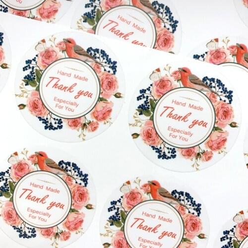 60pcs/lot Transparent Thank You Flower Decoration Stationery Stickers For Gift Cake Baking