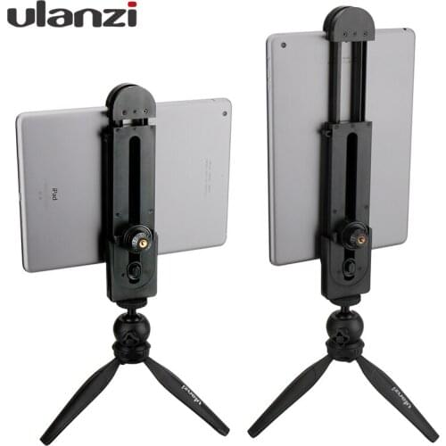 Ulanzi 5-12'' Tablet Aluminu Mount Stand, Tabletop Pad Adapter Clamp Holder Tripod for iPad Air Pro Mini 2 3 4 Xiaomi Mipad 2 PC