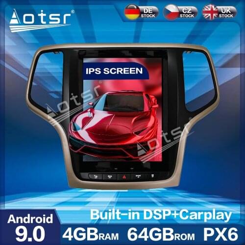 For Jeep Grand Cherokee 2014 -2018 Android 9 Multimedia Player Tesla 4+64GB Car Radio HD Auto GPS Navigation DSP carplay WIFI BT