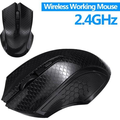 Pohiks 1pc USB Wireless Working Mouse 10M Working Distance 3 Buttons 1600DPI Ergonomical Mice For PC Computer Laptop