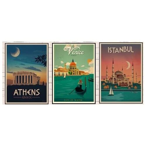 More Style Choose SLondon /Rome/New York/Venice/Istanbul /thailand/havana/Travel Art Print Silk Poster Home Wall Decor 24x36inch
