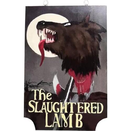 Wooden Werewolf Pendant Wall Decoration Hanging Movie Prop Poster Print Home Bar Wall Mounted Werewolf Banner Signs Ornaments