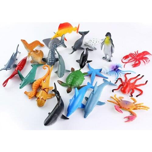 Ocean Sea Animals Model Penguin Sea Horse Crab Shark Children Puzzle Early Education Party Favor Gift Mini Boy Girl Toy Set