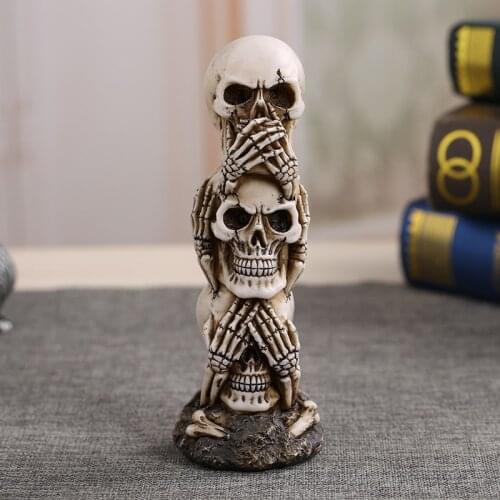 Dropshopping Mini Resin Skull Statue Sculpture Halloween Vintage Home Decoration Accessories Modern Ornaments Figurines Crafts