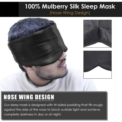 Elegant One Piece Silk Sleep 19 Momme Super-Smooth & Soft Eye Mask Sleep Big Size Men Women Light Blocking Travel Napping