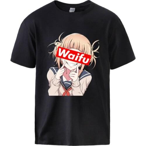 Japan Anime Waifu Mens Tshirt Summer Short Sleeve Tops Tees 2021 Male Funny 100% cotton Top Tee Kawaii Print T shirt