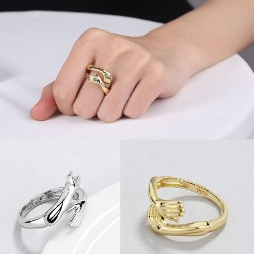 Gothic Hug Muscle Hands Rings For Women Men Adjustable Open Cuff Ring Party Wedding Couple Rings Fashion Jewelry Anillos Bague