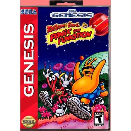 Toe jam and earl panic on funkotron 16 Bit MD Game card with Retail Box For Sega Genesis & Mega Drive